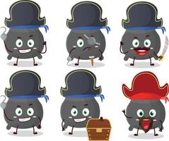 Cartoon character of cauldron with various pirates emoticons vector