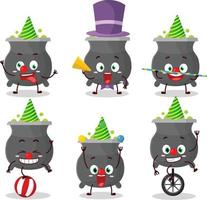 Cartoon character of cauldron with various circus shows vector