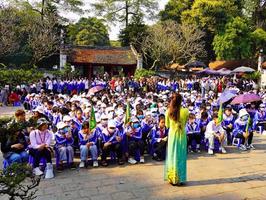 Hanoi, Vietnam, 2023 -  students at the Temple of Literature in Hanoi, Vietnam photo