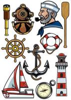 nautical design objects set vector