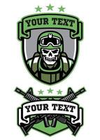 skull soldier army badge set vector