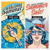 retro summer sale brochure design set vector