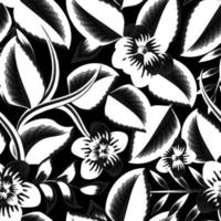 Realistic tropical seamless pattern on dark background. Seamless floral pattern with nature plants leaves and foliage on night background. Floral background. Exotic background. vintage monochromatic vector