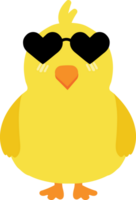 Chick with sunglasses cartoon character crop-out png