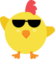 Chick with sunglasses cartoon character crop-out png