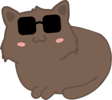 Cat with sunglasses cartoon character crop-out png