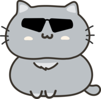 Cat with sunglasses cartoon character crop-out png