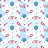 Happy Labor Day Seamless Pattern Design Illustration with Different Professions in Template Hand Drawn vector