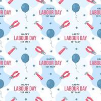 Happy Labor Day Seamless Pattern Design Illustration with Different Professions in Template Hand Drawn vector