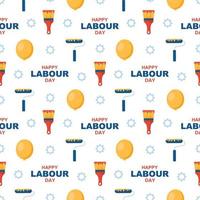 Happy Labor Day Seamless Pattern Design Illustration with Different Professions in Template Hand Drawn vector