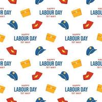 Happy Labor Day Seamless Pattern Design Illustration with Different Professions in Template Hand Drawn vector