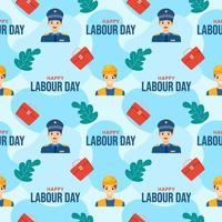 Happy Labor Day Seamless Pattern Design Illustration with Different Professions in Template Hand Drawn vector