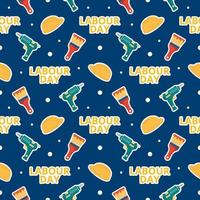 Happy Labor Day Seamless Pattern Design Illustration with Different Professions in Template Hand Drawn vector