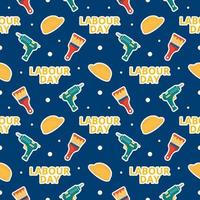 Happy Labor Day Seamless Pattern Design Illustration with Different Professions in Template Hand Drawn vector