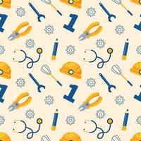 Happy Labor Day Seamless Pattern Design Illustration with Different Professions in Template Hand Drawn vector
