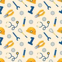 Happy Labor Day Seamless Pattern Design Illustration with Different Professions in Template Hand Drawn vector