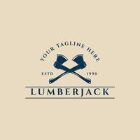 lumberjack  axes logo vintage design template icon  vector illustration design