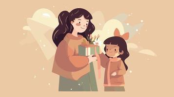 madres día mujer con niño y regalo vector