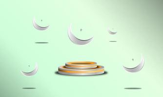 Ramadán islámico tema antecedentes con creciente Luna islámico ornamento para saludo tarjetas y entonces en elegante marina verde ceniza color sencillo eps 10 vector