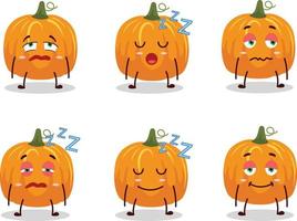 dibujos animados personaje de calabaza con soñoliento expresión vector