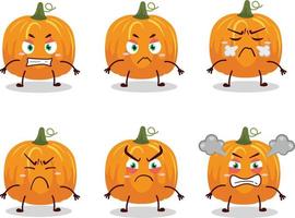 Pumpkin cartoon character with various angry expressions vector