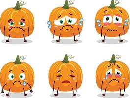 Pumpkin cartoon in character with sad expression vector