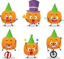 Cartoon character of pumpkin with various circus shows vector