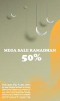 Mega Flash Sale Ramadan Special 50 Off With Islamic Ornament Crescent Mock Up Cream Color Elegant Simple Attractive EPS 10 vector