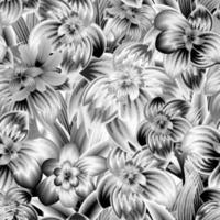 resumen Clásico floral sin costura modelo en blanco antecedentes. tropical ilustración. flores antecedentes. exótico zona tropical fondo de pantalla. naturaleza decorativo. monocromo elegante floral modelo trópico. otoño vector