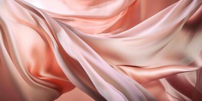 Abstract rose gold silk cloth flying in motion on mid air. Premium luxury background, illustration. photo