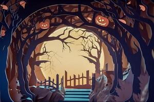 Halloween background in handmade papercut style. illustration. photo