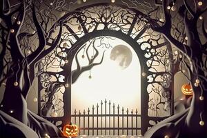 Halloween background in handmade papercut style. illustration. photo
