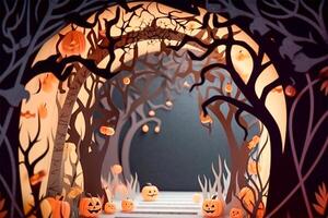 Halloween background in handmade papercut style. illustration. photo