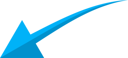 Hand drawn blue curved arrow shape in doodle style png