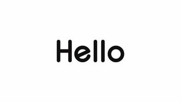 Hello animation text in white and black background color video