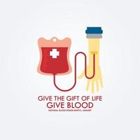 A blood donation bag with tube attached to heart. Vector illustration