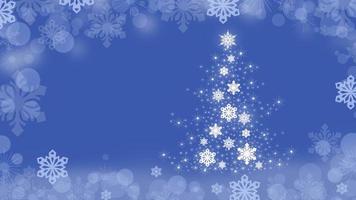 Christmas background with Christmas tree and snowflakes around the edges on a blue background photo