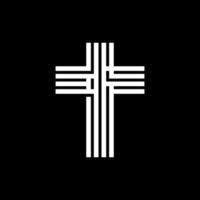 Cross church line modern creative logo vector