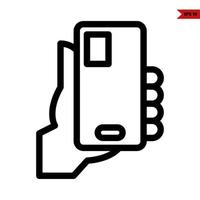 mobile phone in hand line icon vector