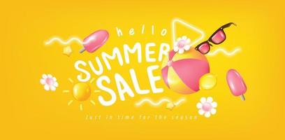 Summer banner background with beach vibes decorate vector