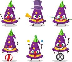 Cartoon character of wizard hat with various circus shows vector