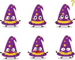 Cartoon character of wizard hat with what expression vector