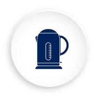 Electric kettle icon on stand icon. Button for mobile application or web in neomorphism style. Vector