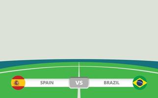 Vector match preview with lower third label within football stadium background. Spain vs Brazil.