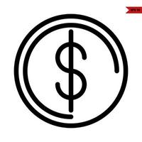 money in button line icon vector