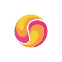 Pink and yellow circle vector logo with vortex effect. Liquid and dynamic swirl logo. Suitable for company, brand, product, apps, event, and business.