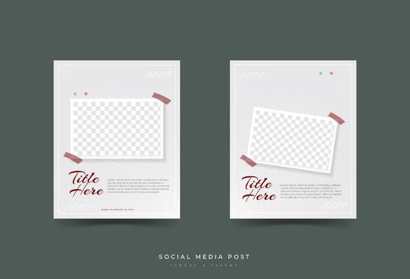 social media post template, abstract, minmalist, gray, transparent photo holder