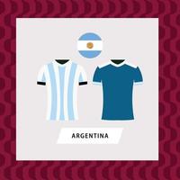 Argentina football national team uniform flat illustration. Latin American football team. vector