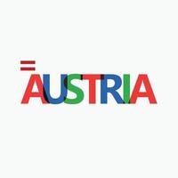 Austria's colorful typography with its national flag. European country typography. vector