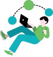 Vector illustration of a man using a laptop computer. Flat style.